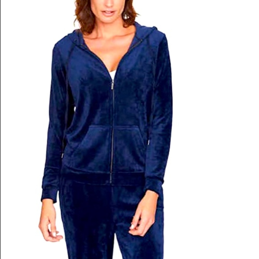 EXPRESS Velour Hoodie in blue